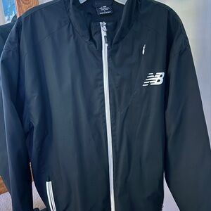New Balance Men's Black Windbreaker with White Accents